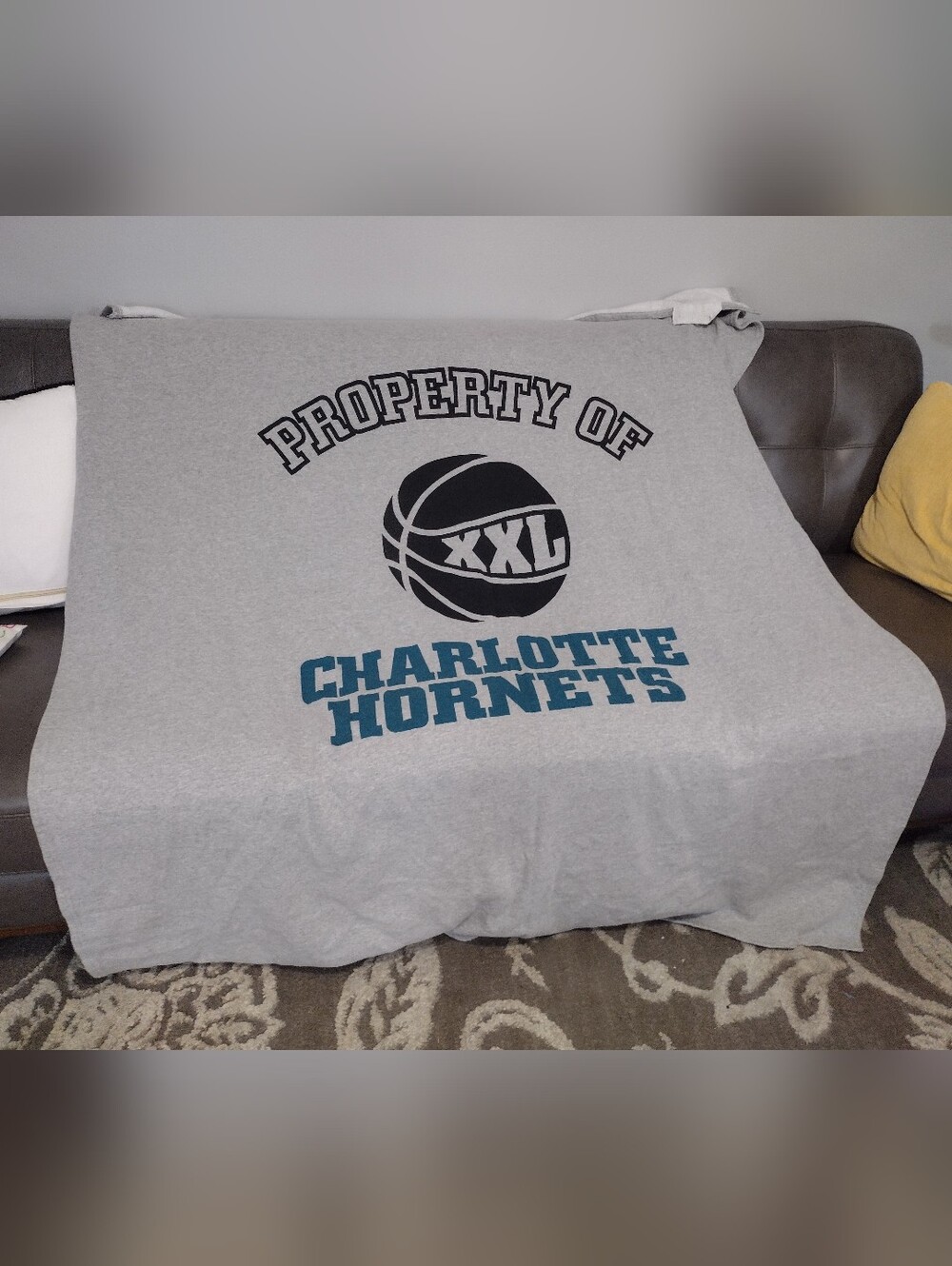 Charlotte Hornets Gray Graphic Throw Blanket